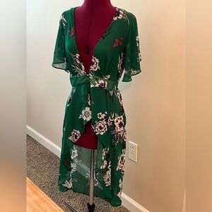 Floral Green Kimono Dress